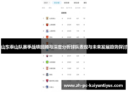 山东泰山队赛季战绩回顾与深度分析球队表现与未来发展趋势探讨