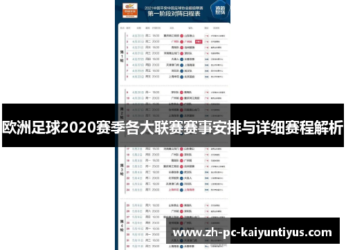 欧洲足球2020赛季各大联赛赛事安排与详细赛程解析